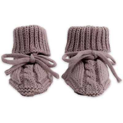 Lodger - Baby Slofjes Gebreid - Paars - 0-6 Maanden - Katoen - Newborn Slofjes & Babysokjes
