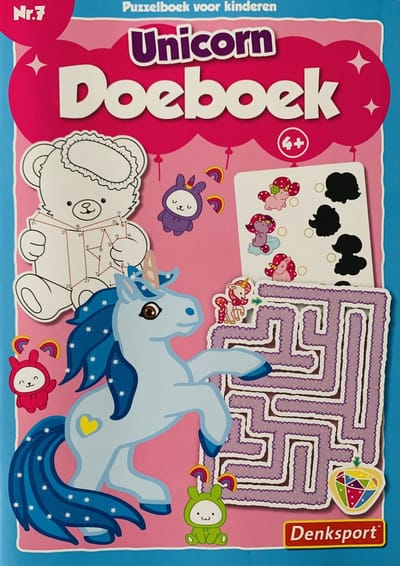 Denksport - Unicorn puzzelboek - Puzzelboek kinderen eenhoorn - Unicorn spelletjes boek - 4+