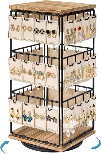 Earring Holder met 48 Gaten, Sieraden Organizer en Opbergstandaard voor Dames, Ideaal voor Oorbellen en Accessoires 18.5 x 18.5 x 40 cm