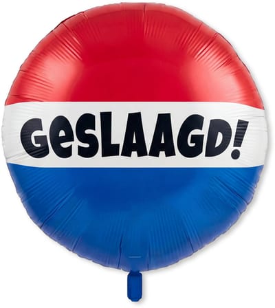 LUQ – Geslaagd RWB Folieballon – Rood-Wit-Blauw – Luxe Graduation Decoratie – Afstudeer Feest Versiering – Helium Ready