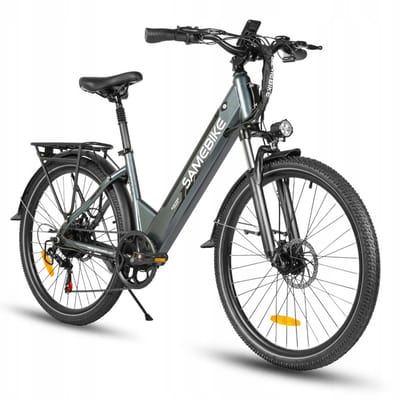 Samebike RSA01Pro-T 26'' Elektrische Fiets – 36V 15Ah, 90km Bereik, 250W Motor, 7-Speed Shimano, Dubbel Geveerd – Grijs