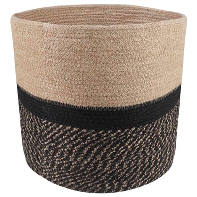 vidaXL Plantenpot Set 2 st Naturel en Zwart Ø 28 x 28 cm
