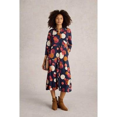 White Stuff Rua Jersey Shirt Dress Navy Print Size: 6 REGULAR | Shirt Dresses Outlet | Dames | Blauw
