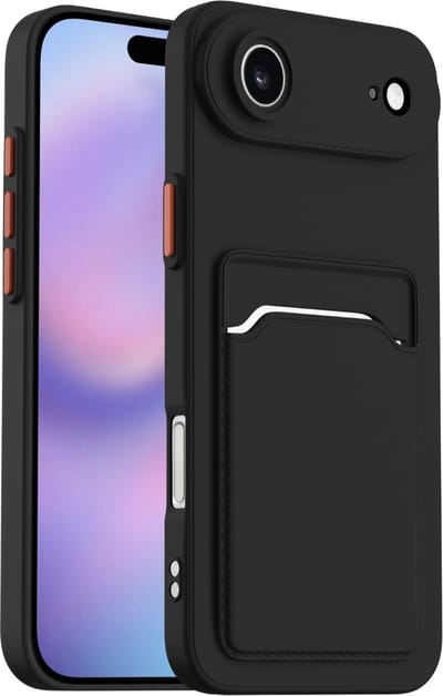 YPCd Pasjeshouder Backcover Geschikt voor Apple iPhone Air – Shockproof TPU Hoesje – Ingebouwd Kaartvak – Slim-Fit Portemonnee Design – Zwart
