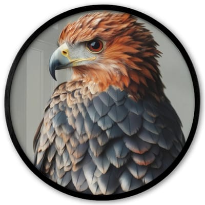Poster in lijst Rond - Fotolijst 40x40 cm - Posters - Vogel - Realistisch - Veren - Bruin - Ronde posterlijst zwart - Decoratie - Wanddecoratie woonkamer - Muurdecoratie slaapkamer