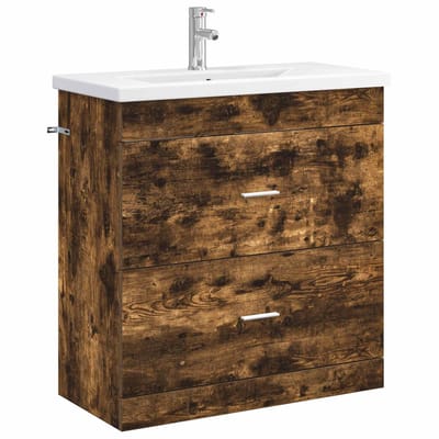 vidaXL - Badkamermeubel - Set - Gerookt - eiken - 81 - x - 40 - x - 84,5 - cm - Bewerkt - hout