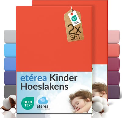 etérea Jersey hoeslaken 2-pack 60x120-70x140 cm (hoek 15 cm) 100% katoen - Terra