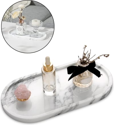 Boncy® Luxe Kaarsenplateau Wit - Marmer Effect met Harsbasis - Kaarsenhouders - Kaarsenbord Decoratie - Kaarsen Plateau