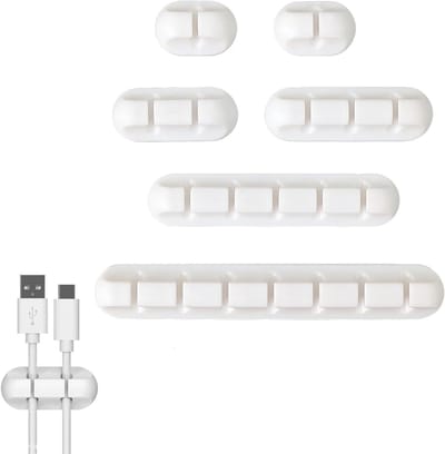 Kabelmanagement Set - 4 Stuks, Zelfklevende Kabelclips voor Bureau, Oplader en TV Kabels, Organisator voor Thuis en Kantoor
