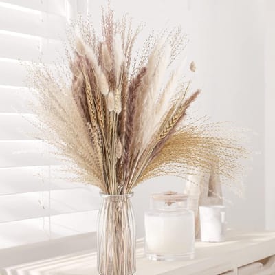 Kleine Deco Pampas Gras - Gedroogde Bloemen Mix Set van 40 - Vazen Arrangementen - Boeket Knutselen voor Krans droge bloemen