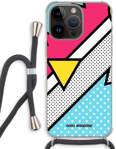 Case Company® - Hoesje met koord geschikt voor iPhone 14 Pro Max hoesje met Koord - Pop Art #3 - Telefoonhoesje met Zwart Koord - Bescherming aan alle Kanten en Over de Schermrand