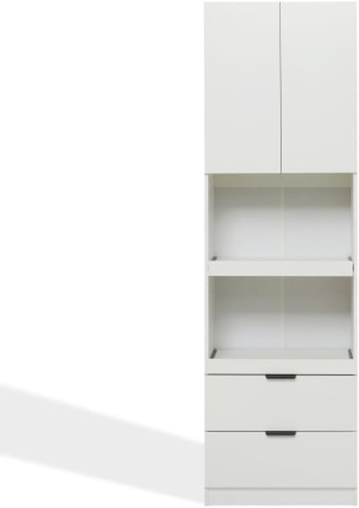 200cm hoge keukenkasten, opbergkasten, deuren, laden, magnetronplanken, hoge kasten met kantelbeveiliging, dressoirs vrijstaande multifunctionele kasten voor eetkamer, woonkamer wit