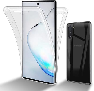 Cadorabo Hoesje geschikt voor Samsung Galaxy NOTE 10 in TRANSPARANT - 360° Full Body Case Cover Beschermhoes Voor- en achterbescherming, all-round bescherming met displaybescherming