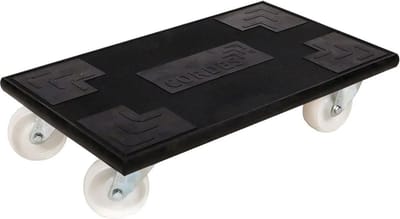 Cordes meubelkarretje zwarte rubberplateau met nylonwielen 60x35 cm