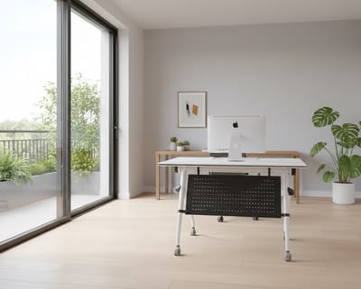 Moderne Opvouwbare Vergadertafel - Flip Top Mobiel Trainingsbord met Stille Wielen, Groot Rechts Gehaakt Kantoor voor Kantoor, Thuiswerkplek en Conferentieruimte - Flexibel, Ruimtebesparend en Duur...