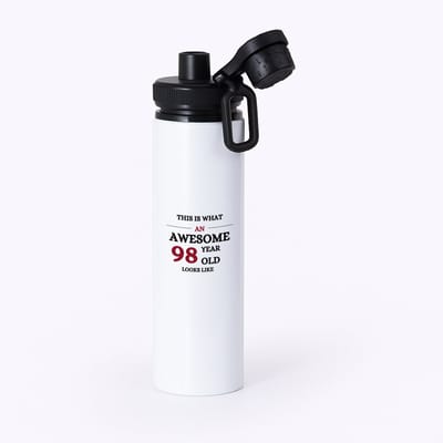 Hacebo® - This is what an awesome 98 year old looks like waterfles met draaidop zwart - iemand die 98 jaar is geworden - de jarige - verjaardagscadeau - kado - geschenk - gift - leuke verjaardagscadeau - felicitatie - water fles - 850ML