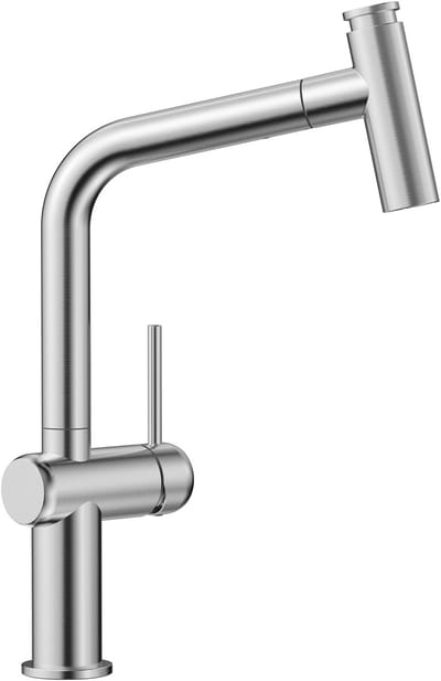 Cecipa Max Uittrekbare Keukenkraan - Horizontaal Schuin 7-ontwerp - Hamer-vormige Kop - 2 Straalstanden - 40 cm Uittrekbereik - 304 RVS - Gebürstet