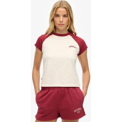 Biologisch katoen T-shirt met raglanmouwen en vrouwenlogo Superdry Essential
