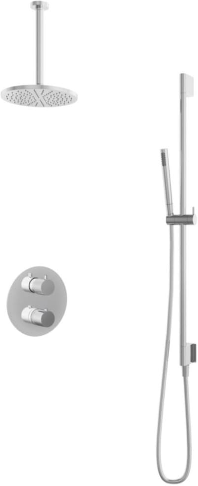 Hotbath Buddy - Inbouw Regendoucheset - Thermostatisch - Plafondbuis 30 cm - Hoofddouche 200 mm - Staafhanddouche - Glijstang 900 mm - met 2-Weg Stop-Omstel - Waterbesparend - V01