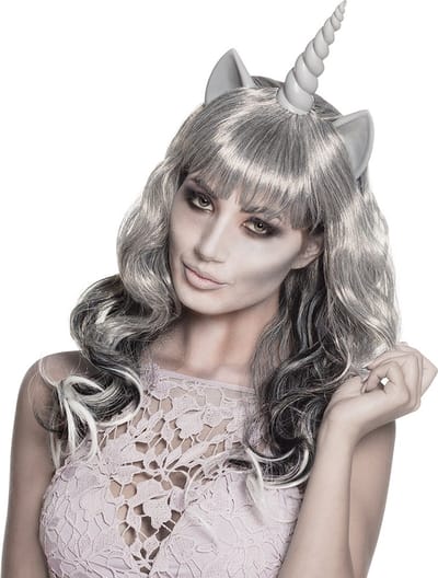 Boland - Pruik Ghost unicorn Grijs - Golvend - Lang - Vrouwen - Spook - Halloween en Horror