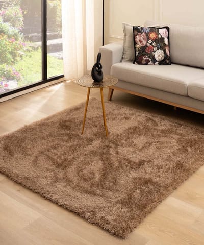 Velvet vloerkleed vierkant - Posh bruin 200x200