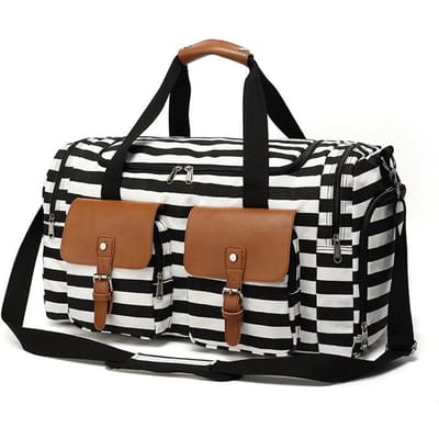 Sac de voyage en toile, sac de voyage, sac de rangement, sac de sport, sac de séparation humide et sec, style à rayures tendance brown