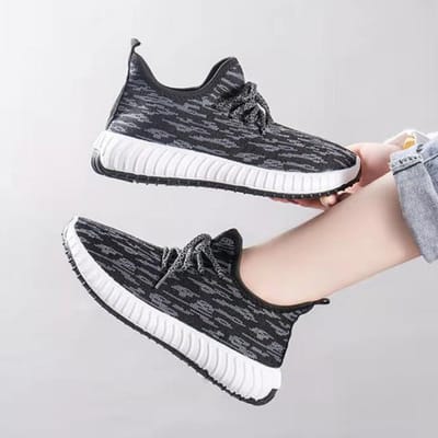 Chaussures Femmes Été Mode Maille Tricotée Baskets Décontractées Pour Femme Respirantes Sports Chaussures Vulcanisées Tennis Féminin 39 noir