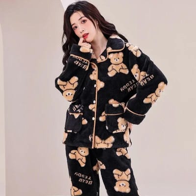 Winter Lange Mouw Dikke Warme Flanellen Pyjamasets voor Dames Koraalfluweel Vest Slaapkleding Pak Pyjama Huispak Luxe Kleding 2XL