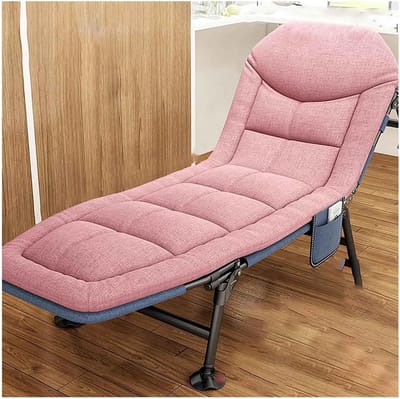 Opvouwbaar Campingbed - Draagbaar Ligbed - Buiten Ontspannen - 5-Positie Verstelbaar - 200cm Lang - Roze