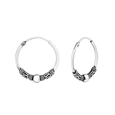Aramat Jewels | Oorringen | Etnische Bali Oorringen 18mm - Geoxideerd Zilver | | | |2mm | Zilver | Kinderen, Volwassenen | Verkleurd niet