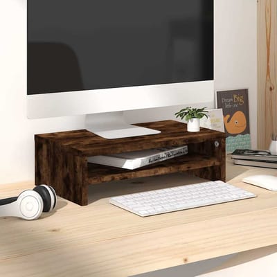 vidaXL - Monitorstandaard - 42x24x13 - cm - bewerkt - hout - gerookt - eikenkleurig