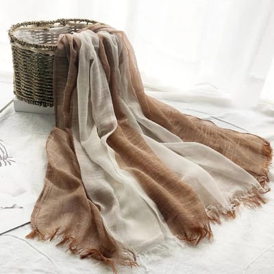 Écharpe Châle Fin Coton et Lin Femme Couleur Unie Protection Solaire Bandeau Musulman Israël Arabie Saoudite Japonais Corée du Sud beige
