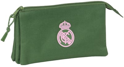 Pennenetui met 3 vakken Real Madrid C.F. Kaki 22 x 12 x 3 cm