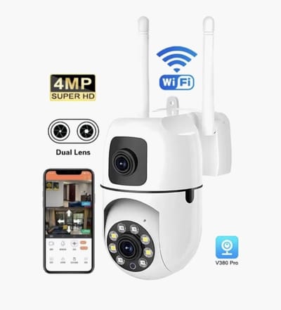 360° Draaibare Camera met Nachtzicht - Beveiligingscamera voor Binnen en Buiten – 4MP Dual Lens met Nachtzicht, Bewegingsdetectie, Alarm en WiFi