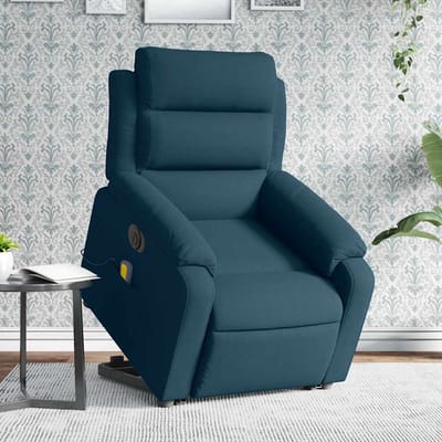 vidaXL - Sta-op-massagestoel - elektrisch - verstelbaar - fluweel - blauw