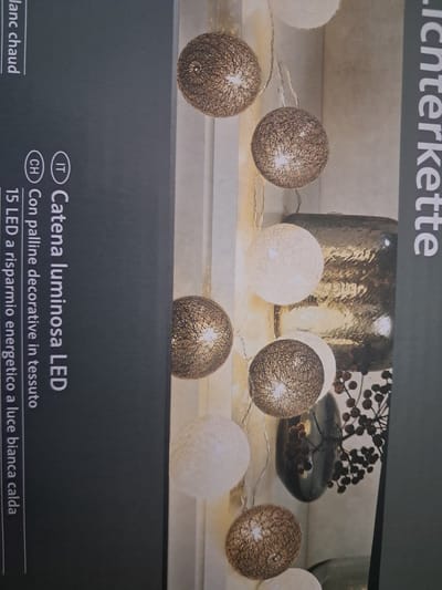 Melinera LED Lichtslinger Lichtsnoer Bollen licht snoer - Wit/grijs - Totale Lengte ca 2.6m