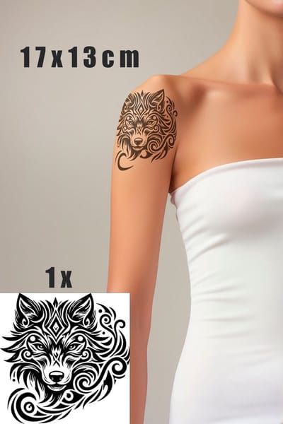 Wolf Tattoo - Neptattoo - 17x13cm