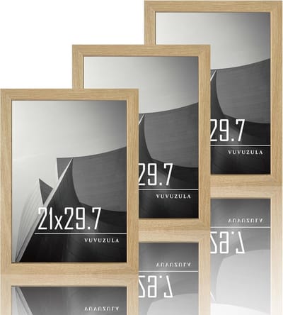SnelShoppen - Set van 3 A4 Houten Fotolijsten MDF 21 x 30 cm, Eenvoudig en Stijlvol, Voor Muur en Tafels, Ideaal voor Woonkamer en Slaapkamer