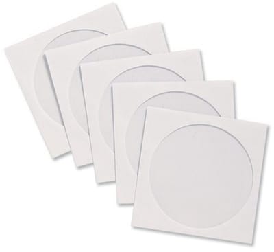 Dailygoody - Hoogwaardige CD/DVD Sleeve Enveloppen - Bescherming voor Schijven - Wit - Ruimtebesparend - Transparant Venster - 100 Pack