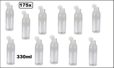 175 stuks Fles Pet Transparant 330cc met witte dop - Petfles sappen water fles