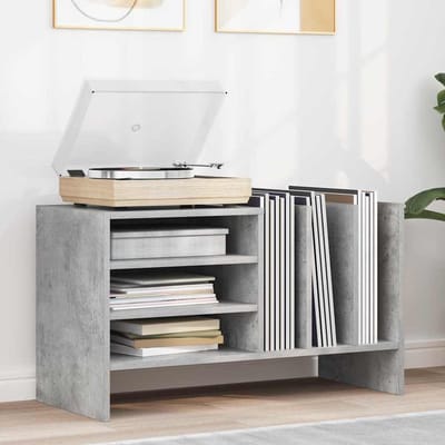 vidaXL - Platenkast - Beton - Grijs - 78,5 - x - 35 - x - 45 - cm - Bewerkt - hout