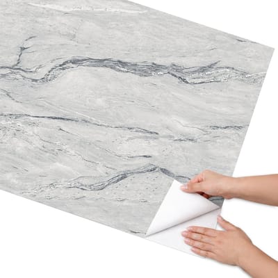 Coloray Meubel Wrap Folie - Grijs Meubelfolie - 75x150 cm - Decoratiefolie Marmeren elegantie - Meubel Wrap Folie - Minimalist Meubelfolie - Plakfolie Meubels - Keuken decoratie - Texturen