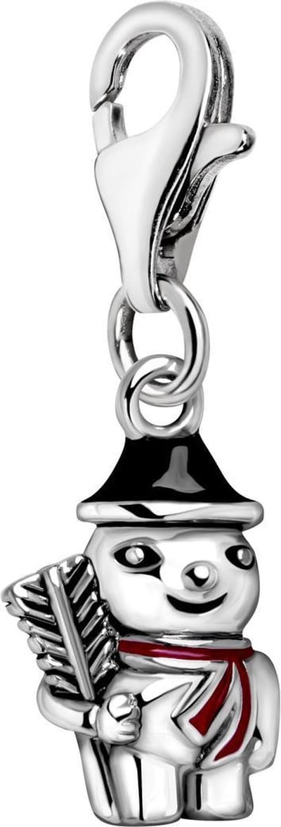 Quiges – Charm – Hanger - Sneeuwpop - Verzilverd - karabijnslot - geschikt - voor - Bedelarmband - QHC150