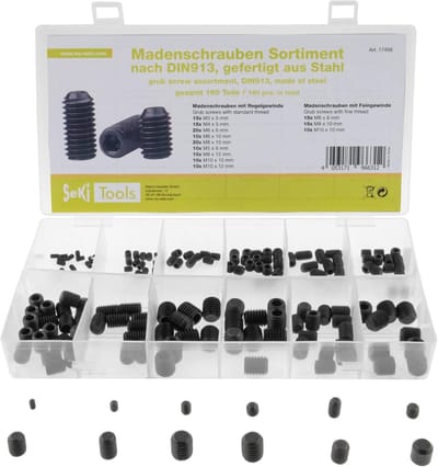 Madenschroeven Assortiment - Stelschroeven Sets - Precisie Bevestiging - 160 Stuks 12 Maten - M3 T/M M10 - Staal