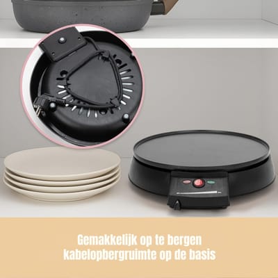 SCH® Pannenkoekenmaker - Pancake maker - Pannenkoek - Zwart - 37cm x 33cm x 8cm