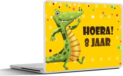 Laptop sticker - 14 inch - Jubileum - Krokodil - Versiering - 32x5x23x5cm - Laptopstickers - Laptop skin - Cover