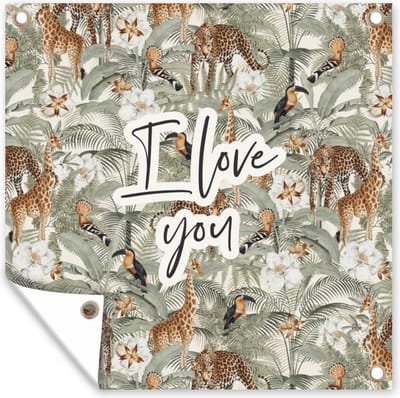 Tuin poster I love you - Quotes - Spreuken - Liefde - Koppel - 200x200 cm - Tuindoek