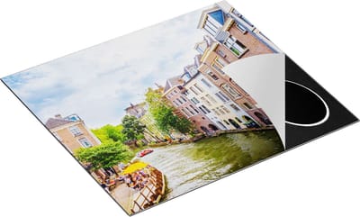 Chefcare Inductie Beschermer Huizen aan de Oudegracht in Utrecht - 60x50 cm - Afdekplaat Inductie - Kookplaat Beschermer - Inductie Mat