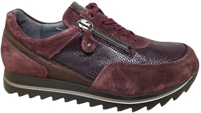 Waldlaufer 923019 409 020 Sneakers Bordeaux Rood Suede en Leer Dames Breedtemaat H - Bordeaux - 40