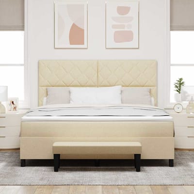 vidaXL - Boxspring - bed - met - hoofdeinde - Crème - 180 - x - 200 - cm - Stof